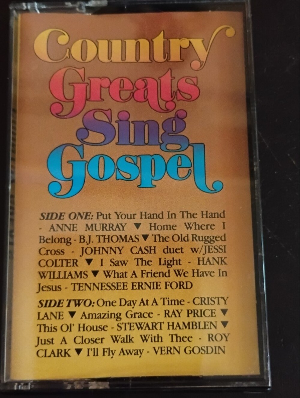Country Greats Sing Gospel Cassette - Colorful Retro Typography